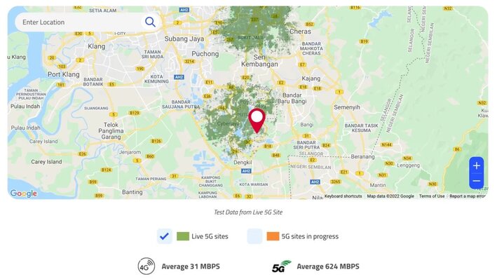 Digital Nasional Berhad (DNB) kini telah pun mengemaskini halaman liputan 5G mereka, sekaligus pada masa yang sama memperlihatkan peningkatan pada kelajuan purata rangkaian 5G melalui infrastruktur DNB.  Ketika pengenalan bulan Disember 2021 lepas, DNB memaparkan kelajuan purata 5G ketika itu adalah 514Mbps. Kini, melalui kemaskini halaman, DNB memperlihatkan peningkatan dan kelajuan purata 5G dipaparkan adalah 624Mbps.